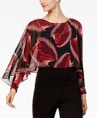Olivia & Grace Printed Capelet Overlay Blouse