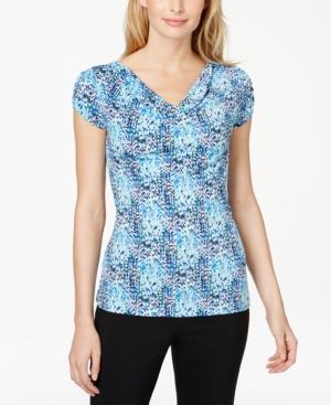Tahari Asl Printed Cowl-neck Top