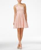 Sequin Hearts Juniors' Jewel-embellished One-shoulder Dress