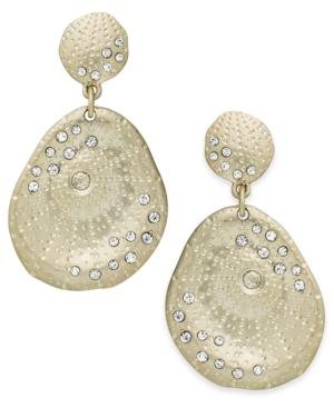 Abs By Allen Schwartz Earrings, Gold-tone Scattered Pave Double-drop Earrings