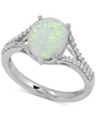 Lab-created Opal And White Sapphire Ring In Sterling Silver