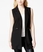 Material Girl Juniors' Zipper-pocket Long Vest, Only At Macy's