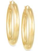 Signature Gold Polished Hoop Earrings In 14k Gold Over Resin