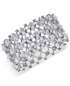 Carolee Silver-tone Crystal Hinged Cuff Bracelet