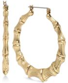 Betsey Johnson Extra Large Gold-tone Bamboo-style Hoop Earrings