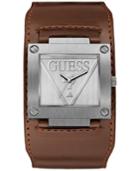 Guess Men's Brown Leather Cuff Strap Watch 40x36.5mm