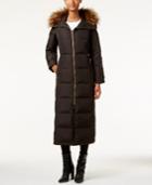Calvin Klein Petite Faux-fur-trim Hooded Maxi Down Puffer Coat