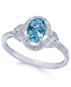 Blue Topaz (9/10 Ct. T.w.) & Diamond (1/8 Ct. T.w.) Ring In 14k White Gold