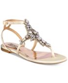 Badgley Mischka Cara Embellished Flat Evening Sandals Women's Shoes