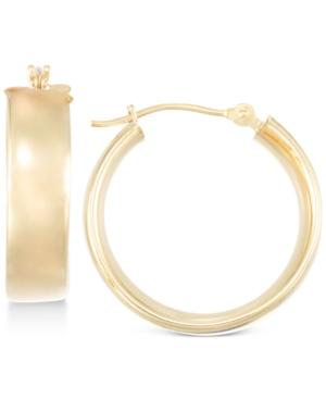 Polished Wide Hoop Earrings In 10k Gold