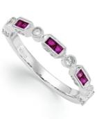 14k White Gold Ruby (1/2 Ct. T.w.) And Diamond (1/5 Ct. T.w.) Alternating Ring