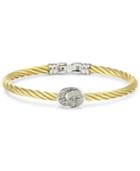 White Topaz Knot Bangle Bracelet (1/4 Ct. T.w.) In Sterling Silver & Stainless Steel With Gold Pvd