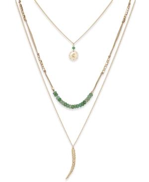 Inc International Concepts Gold-tone Triple Row Bead And Pendant Necklace, Only At Macy's