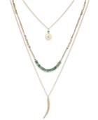 Inc International Concepts Gold-tone Triple Row Bead And Pendant Necklace, Only At Macy's