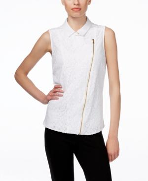 Calvin Klein Sleeveless Lace Moto Top