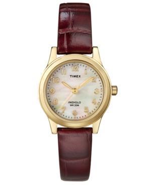 Timex Women's Burgundy Croc-embossed Leather Strap Watch T21693um
