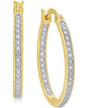 Diamond Hoop Earrings (1/2 Ct. T.w.) In 18k Gold Over Sterling Silver, 18k Rose Gold Over Sterling Silver Or Sterling Silver