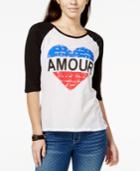 Pretty Rebellious Juniors' Amour Heart Graphic Baseball T-shirt