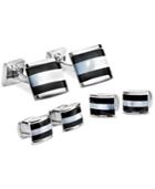 Ike Behar Onyx And Mother Of Pearl Cufflinks And Studs Set