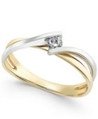Diamond Two-tone Twist Ring (1/10 Ct. T.w.) In 10k Gold White Gold