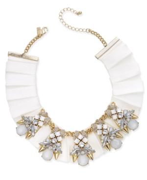 Inc International Concepts Gold-tone Crystal & White Stone Ribbon Choker Necklace, Created For Macy's