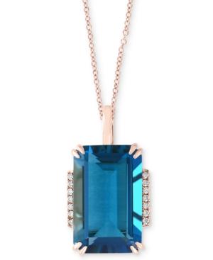 Effy London Blue Topaz (10 Ct. T.w.) & Diamond Accent 18 Pendant Necklace In Rose Gold