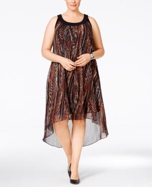 Sl Fashions Plus Size Animal-print High-low Dress
