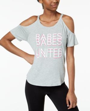 Material Girl Active Juniors' Babes United Cold-shoulder Graphic T-shirt, Created For Macy's
