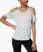 Material Girl Active Juniors' Babes United Cold-shoulder Graphic T-shirt, Created For Macy's