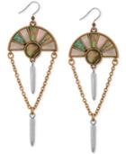 Lucky Brand Two-tone Abalone-look Chain Chandelier Earrings