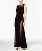 Nightway Illusion-inset Sleeveless Gown