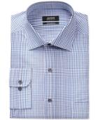 Alfani Performance Blue Optic Check Dress Shirt, Only At Macy's