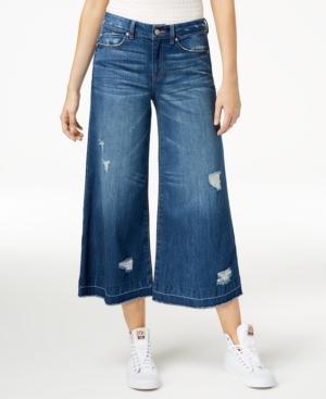 Rewash Juniors' Wide-leg Denim Cropped Pants