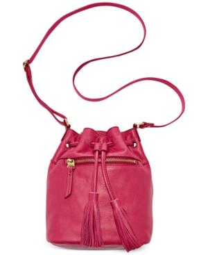 Fossil Jules Leather Tassel Drawstring Bag