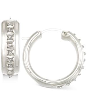 Signature Diamonds Wide Hoop Earrings In 14k Gold Over Resin Core Diamond And Crystallized Diamond Dust