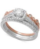 Diamond Bridal 3pc. Ring Set (3/4 Ct. T.w.) In 14k Two-tone White & Rose Gold