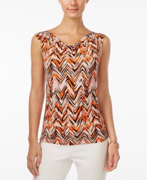 Kasper Cowl-neck Printed Blouse