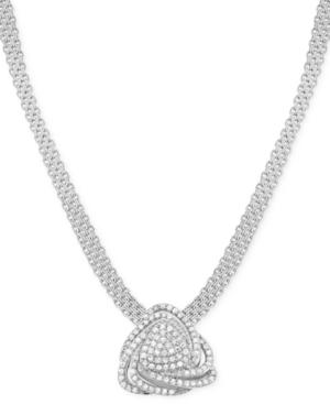 Wrapped In Love Diamond Triangle Floral Pendant Necklace (1 Ct. T.w.) In Sterling Silver
