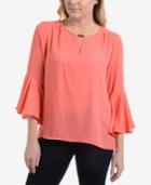 Ny Collection Embellished Bell-sleeve Top