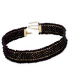 Inc International Concepts Gold-tone Black Metallic Cotton Choker Necklace, Only At Macy's