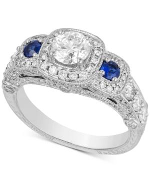 Diamond (2 Ct. T.w.) & Sapphire (1/5 Ct. T.w.) Engagement Ring In 14k White Gold