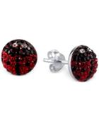 Unwritten Crystal Ladybug Stud Earrings In Sterling Silver