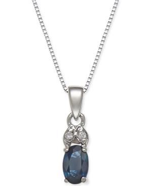 Sapphire (5/8 Ct. T.w.) & Diamond Accent 18 Pendant Necklace In 14k White Gold