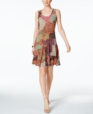 Msk Printed Drop-waist Tiered Dress