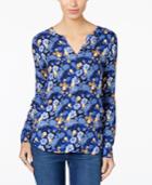 G.h. Bass & Co. Split-neck Floral-print Top