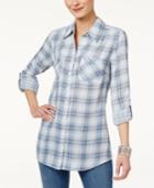 Style & Co Petite Cotton Mixed-print Shirt, Only At Macy's