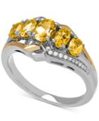 Citrine (1-1/4 Ct. T.w.) And Diamond Accent Ring In Sterling Silver And 14k Gold