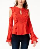 Guess Cold-shoulder Ruffled Blouse