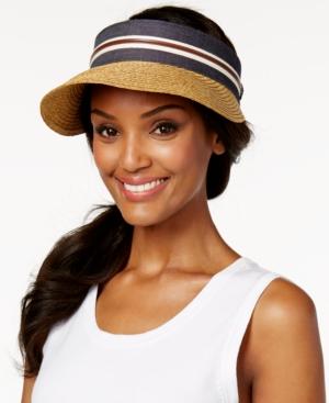 Nine West Straw And Canvas Visor