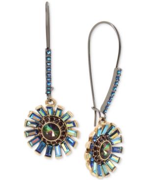 Betsey Johnson Hematite-tone Multi-stone Flower Drop Earrings